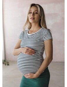 Těhotenské a kojící tričko 3v1 Love pruhované bavlněné