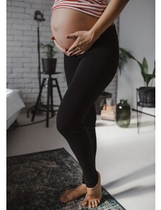 Těhotenské legíny s nízkým pasem černé bavlněné