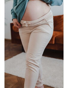 Těhotenské tepláky 2v1 Sweat Pants béžové bavlněné