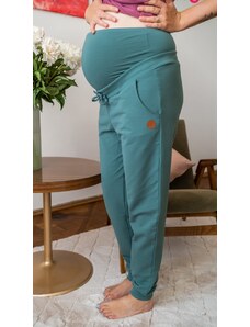 Těhotenské tepláky 2v1 Sweat Pants mořské zelené bavlněné