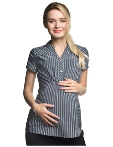 Torelle Elegantní těhotenská a kojící košile Melba šedá bavlněná