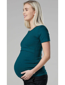 Chelsea Clark Těhotenské a kojící tričko 3v1 Happy Mama tmavě zelené