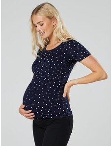 Těhotenské a kojící tričko 3v1 Chelsea Clark tmavě modré s puntíkem