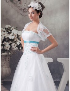 Donna Bridal nádherné tyrkysově bílé svatební šaty - SPODNICE + BOLERKO ZDARMA