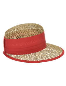 Slaměný klobouk - kšiltovka proti slunci - Seeberger - mořská tráva s červenou stuhou