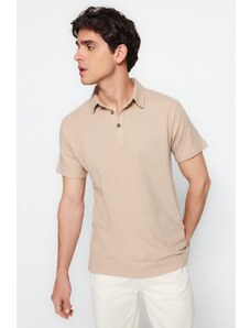 Trendyol Stone Regular Krátký rukáv Pánské texturované tričko se 100% bavlnou Polo Collar