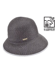 SEEBERGER Letní dámský nemačkavý klobouk - cloche se zkrácenou krempou vzadu - UV faktor 80