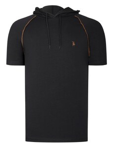 T8570 DEWBERRY HOODED MEN'S T-SHIRT-PLAIN BLACK