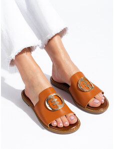 Women's flat slippers camel Shelvt
