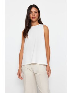 Trendyol Ecru Sleeveless Regular Crew Neck Crepe Knitted Blouse