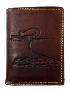 Tillberg Kožená peněženka s motivem rybáře hnědá 8764