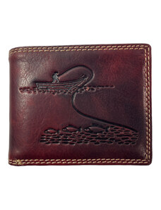 Tillberg Kožená peněženka s motivem rybáře červená 8144