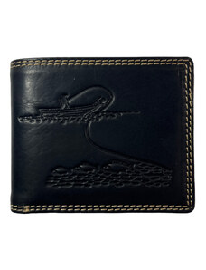 Tillberg Kožená peněženka s motivem rybáře černá 8144