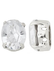 Našívací kotlík Rhodium/Swarovski Crystals Oval 10x8mm Crystal