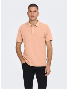 Meruňkové pánské basic polo tričko ONLY & SONS Travis - Pánské