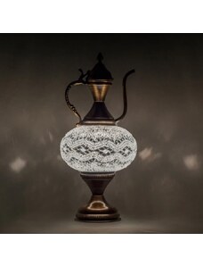 Krásy Orientu Orientální skleněná mozaiková stolní lampa Abyad - Karafa - ø skla 16 cm