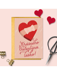 HOUSEDECOR Přání se zlatou obálkou - Krásného Valentýna, lásko!