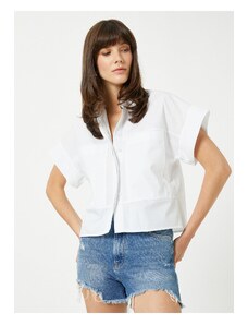 Koton Standard Shirt Collar Plain Off-White Women's Shirts 3sak60018pw