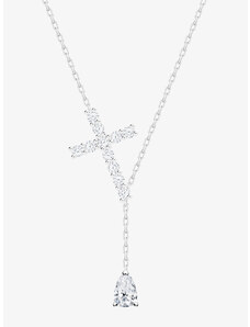 Preciosa stříbrný náhrdelník Shiny Cross, křížek, kubická zirkonie, bílý