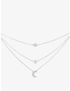 Stříbrný náhrdelník Moon Star s kubickou zirkonií Preciosa