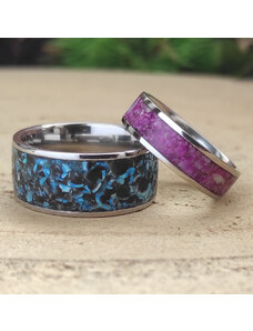 Woodlife Snubní ocelové prsteny s achátem a kalcitem