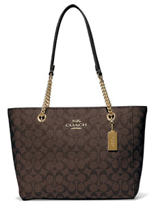 COACH Kabelka Cammie Chain Tote In Signature Canvas Brown Black