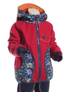 BajaDesign softshellová bunda pro holčičky, červená + barevná abstrakce vel. 86/92