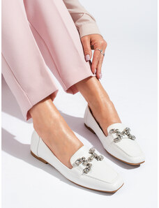 White women's loafers with Shelvt ornament