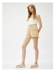 Koton High Waist Denim Shorts With Pockets, Elasticated Buttons