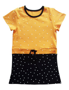 Damipa Baby Dívčí šaty s puntíky žluto-černé