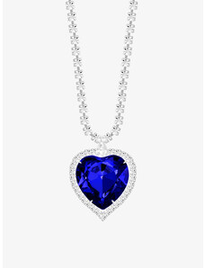 Štrasový náhrdelník Necklace, srdce s českým křišťálem Preciosa, safír