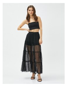 Koton Long Tulle Skirt with Layered Elastic Waist
