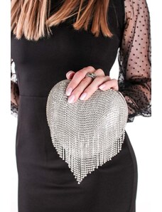 Paris Style Stříbrná společenská clutch kabelka Love