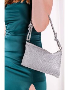 Paris Style Stříbrná společenská kabelka na rameno Kimmy