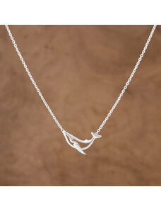 Estemia Stříbrný náhrdelník s přívěskem velryby - Ag925
