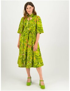 Světle zelené dámské květované šaty Blutsgeschwister Sneaky Diamon - Dámské