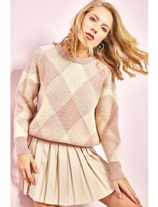 Bianco Lucci Dámský čtvercový vzorovaný pletený svetr