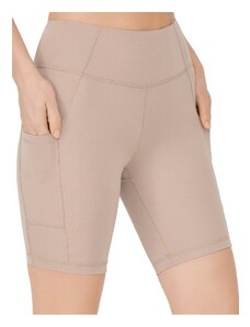 LOS OJOS Women's Beige High Waist Compression Double Pocket