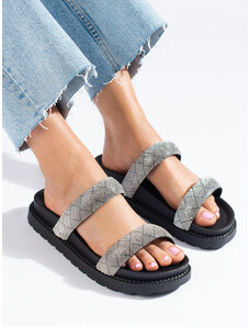 Women's black slippers on a thick Shelvt sole