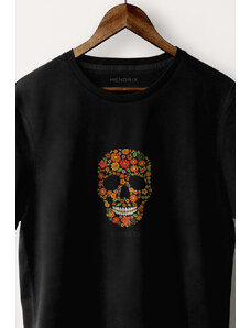 Hendrix Tričko, Barva Černá, s Potiskem Floral Skull