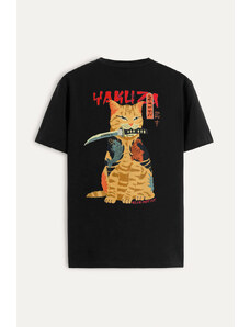 Hendrix Tričko, Barva Černá, s Potiskem Yakuza Cat