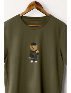 Hendrix Tričko, Barva Khaki, s Potiskem Compton Teddy