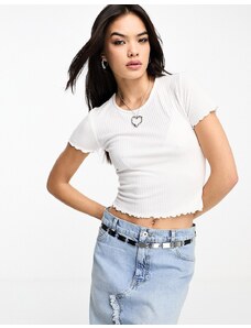 ONLY cropped lettuce edge t-shirt in white