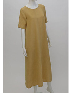 Design Ali Lněné šaty dlouhé s krátkým rukávem
