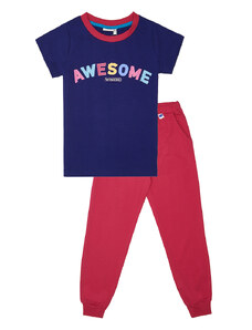 Winkiki Kids Wear Dívčí pyžamo Awesome - navy/malinová