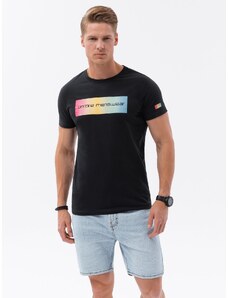 Ombre Clothing Pánské bavlněné tričko s potiskem - černé V1 S1750