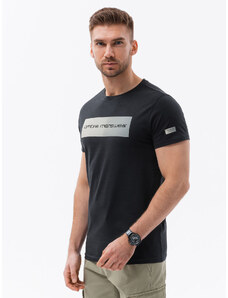 Ombre Clothing Pánské bavlněné tričko s potiskem - černé V1 S1751