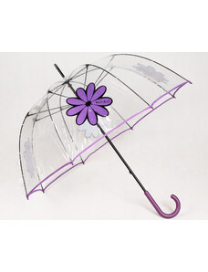 Luxusní průhledný deštník H.DUE.O "Kytka", fialový