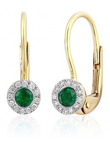Gems, Diamantové náušnice Lien, kombinované zlato s brilianty a smaragdy, 3830416-5-0-96
