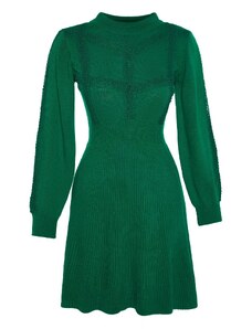 Trendyol zelené mini pletené krajkové šaty